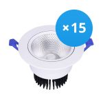 Mehrfachpackung 15x LED Deckenstrahler Rund schwenkbar 15W 1200lm 60D - 930  | 135mm - Ausschnitt 110mm - UGR <19