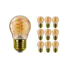 Lot 10x Philips MASTER Value LED Lustre E27 Boule Dorée 2.6W 136lm - 820 Blanc Très Chaud | Équivalent 15W